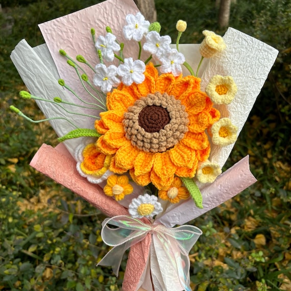 Crochet Flowers Bouquet Handmade, Finished Product, Mother's Day