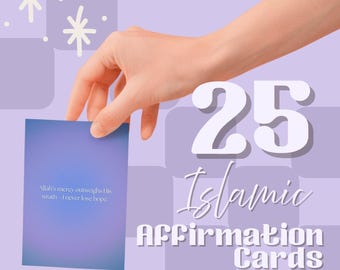 25 Muslim Affirmation Cards – Islamic Dhikr Reminders, Editable Canva Template (Digital Download)