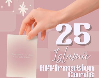 Islamische Affirmationskarten mit rosa Aura | 25 muslimische Dhikr Erinnerungen (Digitaler Download)