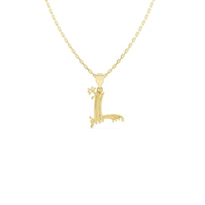 Colar com inicial L - Pingente de letra L em prata esterlina - Pingente L banhado a ouro 18K - Colar com alfabeto minimalista - Joias com letras personalizadas