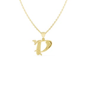 Collar con la inicial D - Colgante con la letra D en plata de ley - Charm D bañado en oro de 18 quilates - Collar minimalista con el alfabeto - Joyería con letras personalizada