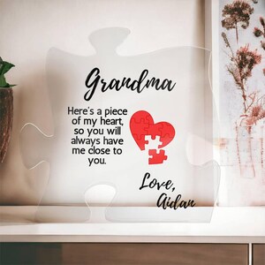 Grandma Acrylic Puzzle, Keepsake, Birthday Gift for Grandma, I Love You Gift, Custom Personalized Plaque, Mother&#39;s Day Gift, Nana Gigi Gift