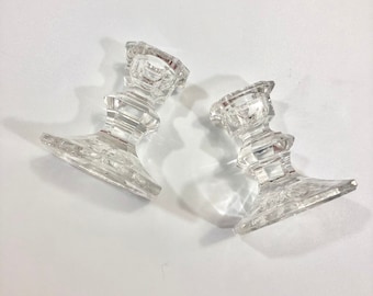 Vintage Mikasa Glass Candlestick Holders -Set of 2
