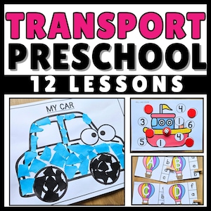 Transportation Themed Preschool Activities | Homeschool Preschool Curriculum car Crafts, Counting, & Letter Recognition for Kids Ages 3 to 5