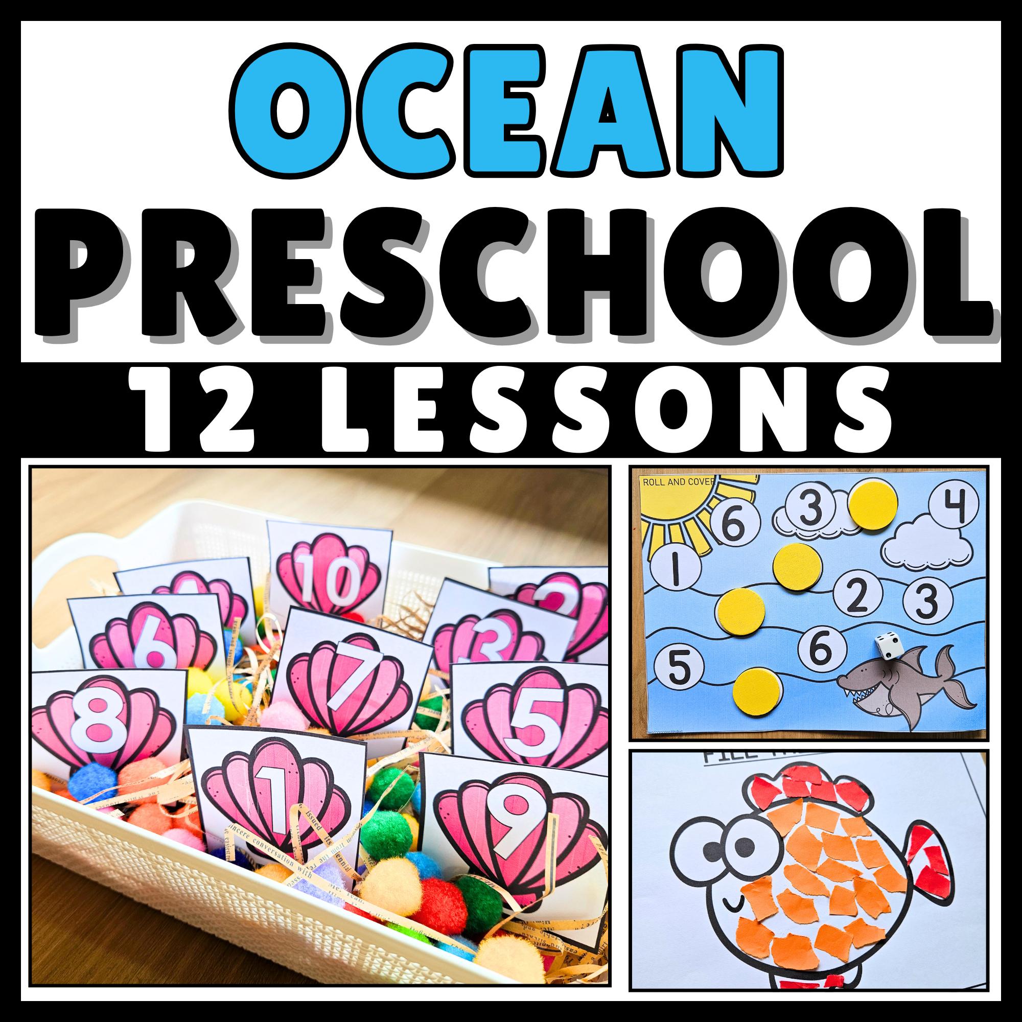Activités préscolaires sur le thème de l'océan | Programme d'enseignement préscolaire préscolaire préscolaire à la maison Bricolage, calcul et centres à imprimer pour les enfants de 3 à 5 ans