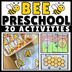 Actividades preescolares con temática de abejas / Plan de estudios preescolar de educación en el hogar para preescolar Manualidades de abejas, conteo y reconocimiento de letras para niños de 3 a 5 años