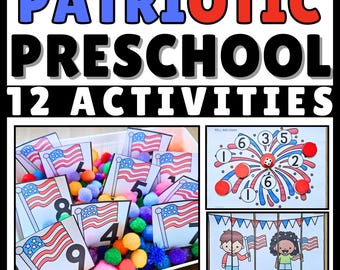 Activités préscolaires à thème patriotique | Programme préscolaire préscolaire à domicile du 4 juillet Travaux manuels et centres à imprimer pour les enfants de 3 à 5 ans