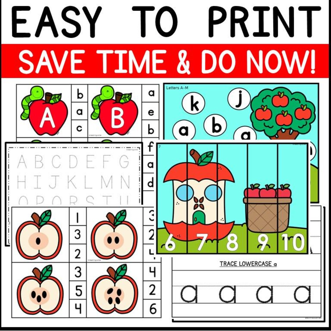Apple Theme Preschool Letter A Activities Pack – Counting, Tracing ...