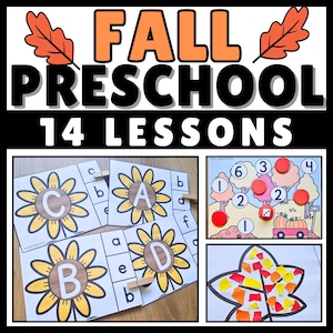 Fall Themed Preschool Activities | Pre-k Homeschool Preschool Curriculum leaf Crafts, Counting, & Letter Recognition for Kids Ages 3 to 5