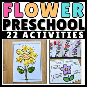 Actividades preescolares de jardín de flores / Plan de estudios preescolar de educación en casa para preescolar, manualidades con flores, conteo, reconocimiento de letras para niños de 3 a 5 años