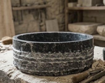 Hand Carved Marble Vessel Sink – Organic Modern Stone Basin