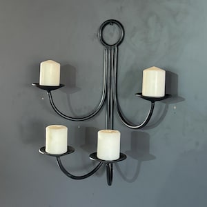 Wall Mounted Candle Holder for Bathroom Decor, Wrought Iron Candle Holder for Pillar Candles, Wall Sconce