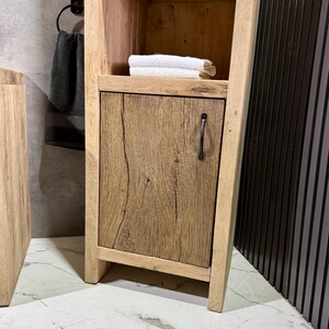 Rustic Oak Bathroom Storage Cabinet, Farmhouse Bathroom Furniture ...