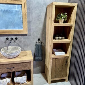 Rustic Oak Bathroom Storage Cabinet, Farmhouse Bathroom Furniture ...