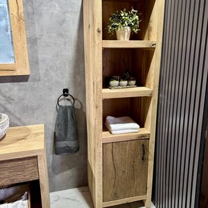 Rustic Oak Bathroom Storage Cabinet, Farmhouse Bathroom Furniture ...