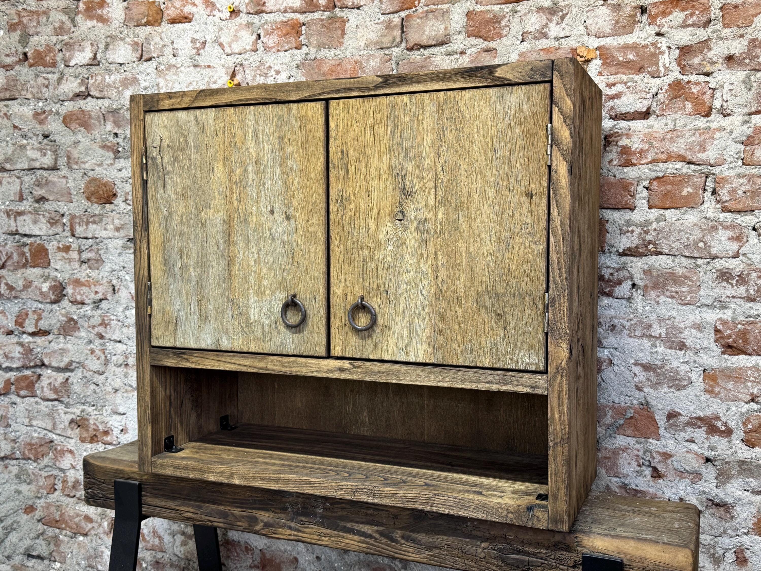 Rustic Bathroom Storage Cabinet, Wall Mounted Bathroom Cabinet, Farmhouse Furniture with Shelves, Handmade from Reclaimed Wood
