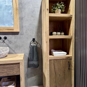 Rustic Oak Bathroom Storage Cabinet, Farmhouse Bathroom Furniture ...