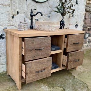 Bathroom Rustic Vanity Farm Style, Custom Bathroom Vanity and Sink, Oak Wood Vanity Bathroom,