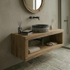 Hand Carved Marble Vessel Sink – Organic Modern Stone Basin image 10