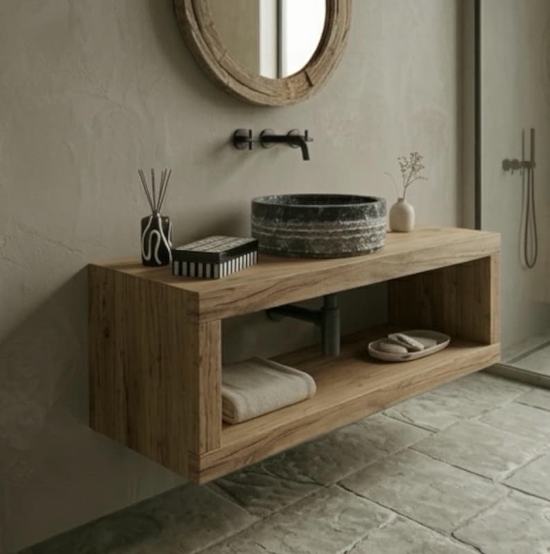Hand Carved Marble Vessel Sink – Organic Modern Stone Basin image 10