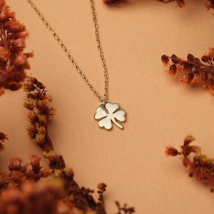 Gold Plated Clover Necklace, Four Leaf Clover Pendant, Lucky Charm Jewelry, Minimalist Dainty Necklace, Gift For Her, St. Patrick&#39;s Day Gift