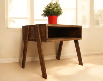Rustic Minimalist Wooden Nightstand - Wooden Nightstand - Wooden Footed Nightstand - Wooden Bedside Table - Bedroom Furniture - Home Decor