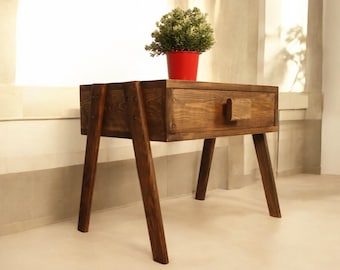Rustic Minimalist Wooden Nightstand - Wooden Nightstand - Wooden Drawer Nightstand - Wooden Bedside Table - Bedroom Furniture - Home Decor