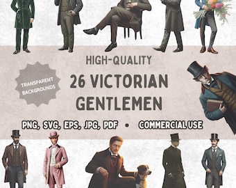 Victorian Gentleman Clipart Bundle | Antique Ephemera (Digital Download)