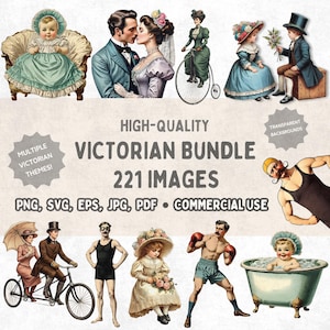 Victorian Clipart Bundle: 221 Antique Graphics (png, svg, eps, pdf, jpg)
