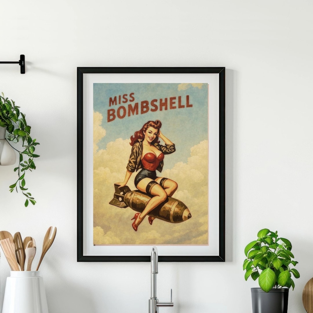 Miss Bombshell Vintage Pin-up Poster | WWII Style | 1940s Aviation Art ...