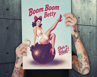 Retro Pinup Poster - Vintage WWII Bombshell Art - 1940s Style Americana
