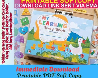 Carpeta de aprendizaje preescolar, libro de actividades imprimible para niños pequeños, recursos de aprendizaje para educación en el hogar para jardín de infantes, Montessori para la infancia