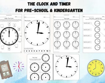 Apprendre à lire l'heure Horloge éducative imprimable pour enfants, Maternelle préscolaire, apprentissage à domicile, Activité de mathématiques, Heure d'apprentissage, Horloge pour enfants