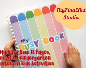Montessori Busy Book: 18 Page Learning Activities (PDF), Fine Motor Skill, Kids Education Busy Book, Preschool Learning Binder