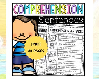 20 Pages First Grade Reading Comprehension Passages Worksheets, Sentences Reading worksheet, Fluency worksheet, English Learning PreSchool