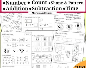 Counting Practice Activity Printable, Toddler Number Matching, Homeschool Preschool Montessori Math Activity, Busy Book