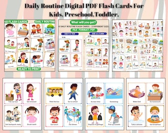 Daily Routine Cards - Visual Schedule, Daily Routine Picture Cards, Home School Outing Chart, Toddler Daily Rhythm Visual Schedule