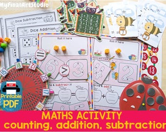 Toddler Montessori Math, Early Counting Wheel, Number, Count And Match Activity,  Printable Preschool Learning Binder, Toddler Busy Book