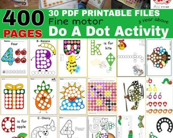 Dot Marker Coloring Pages for Kids, Do A Dot Activity, Dot Marker Worksheet, Preschool Art activity, Printable Dot Sticker, Dab a Dot