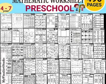 Pacote de atividades para pré-escola, jardim de infância e pré-escola com 496 páginas, incluindo desenhos para colorir, ligar os pontos, traçar e alfabeto.