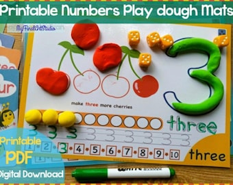 Number Play-Doh Mats, 1-10 Numbers Play Doh Activity, 1-20 Flashcard, Preschool Fine Motor Skills, Homeschool Resource, Pre-k Learning