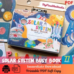 Solar System Busy Book Outer Space Busy Binder Planet Preschool Curriculum Worksheets, Astronomy, Kids Activity, Printable, Instant Download