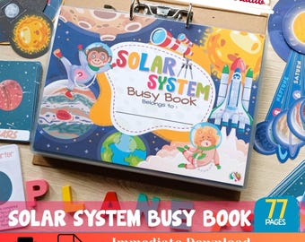 Outer Space Busy Book, Printable Preschool Learning Binder, Montessori Solar System Activities for Toddlers And Kids, Planets Quiet Book