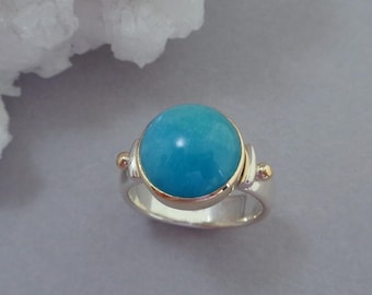 Amazonite Ring in 18k Gold and Sterling Silver