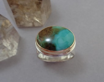 Arizona Turquoise Ring in 18k Gold and Sterling Silver
