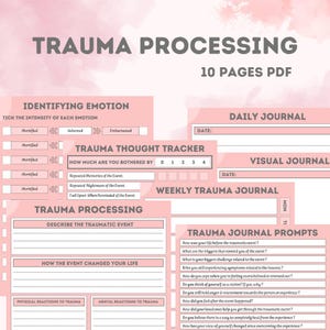 Trauma Processing Journal, Daily Thought Processing Tracker For Self Care, Printable Mental Health Therapy Journal, Trauma Journal Prompts