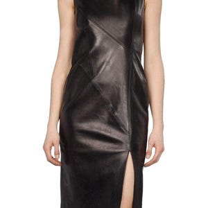 Handmade Lambskin Leather Dress: Women&#39;s Vintage Party Dress