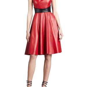 Handmade Lambskin Leather Mini Dress: Pleated Flirty Fashion
