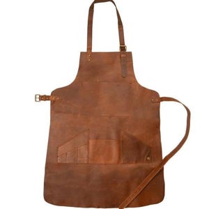 Custom Leather BBQ Apron: Distressed Full-Grain, Brass Fittings