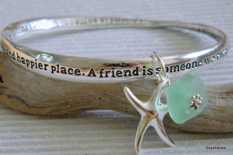 Friendship Bracelet, The Perfect Friendship, Bridesmaid, Wedding, Friend Sea Glass Charm Bracelet image 1